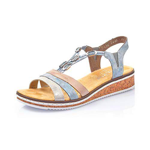 Rieker V36g4, Sandalia Mujer, Color Azul, 39 EU