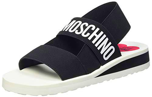 Love Moschino Sandali Elastic Bicolor, Mujer, Negro, 38 EU