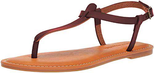 Amazon Essentials - Sandalia de dedo informal con correa de tobillo para mujer 