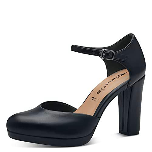 Tamaris Mujer Zapatos de tacón, señora Zapatos de tacón con Tiras,TOUCHit,Zapatos de tacón,Correa de Tobillo,Black Matt,39 EU