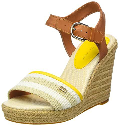 Tommy Hilfiger Alta de Ganchillo Femenina, Sandalias con cuña Tipo Alpargatas Mujer