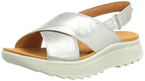Clarks Dashlite Wish, Sandalia Mujer, Color Plateado, 39 EU