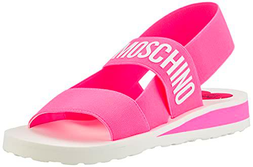 Love Moschino Sandali Elastic Bicolor, Mujer, Rosa, 37 EU